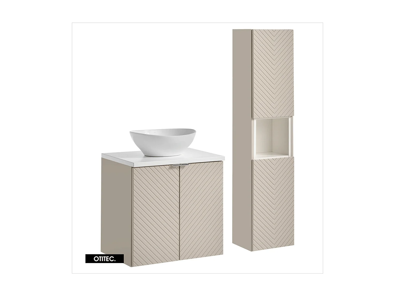 Ensemble de meuble de salle de bain - 60 cm - avec vasque à poser - avec colonne - 2 portes - DANO