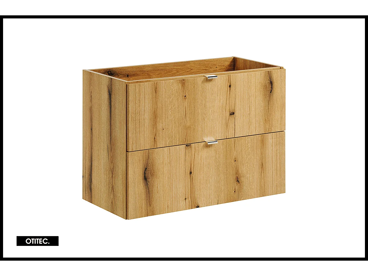 Ensemble de meuble de salle de bain - 80 cm - Oak - avec plan - avec colonne - 2 tiroirs - VOLTA Oak