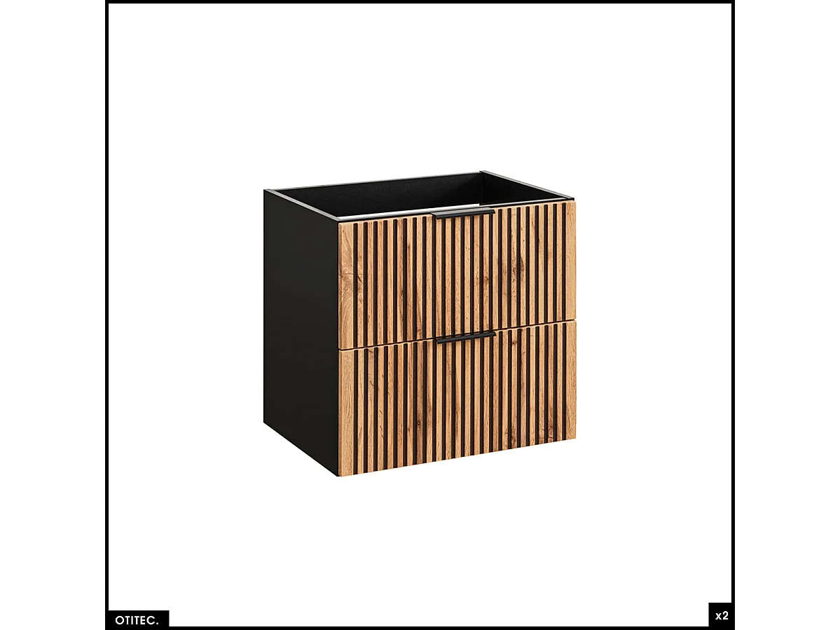 Ensemble de meubles sous vasque - 120 cm - avec Vasques à poser - Cubes et Colonne - Miroirs LED - WOTANIA