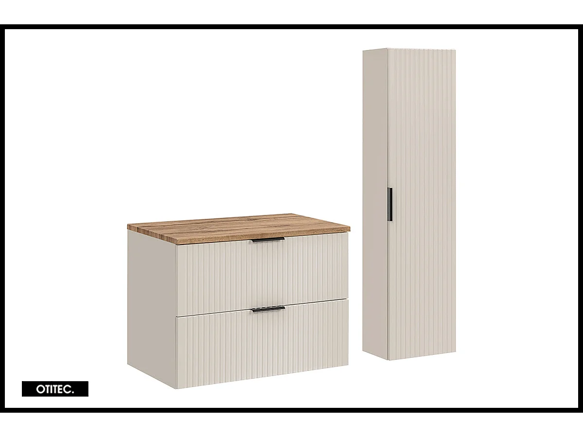 Ensemble meuble de salle de bain de 80 cm - avec plan - avec colonne - LIVA CASHMERE