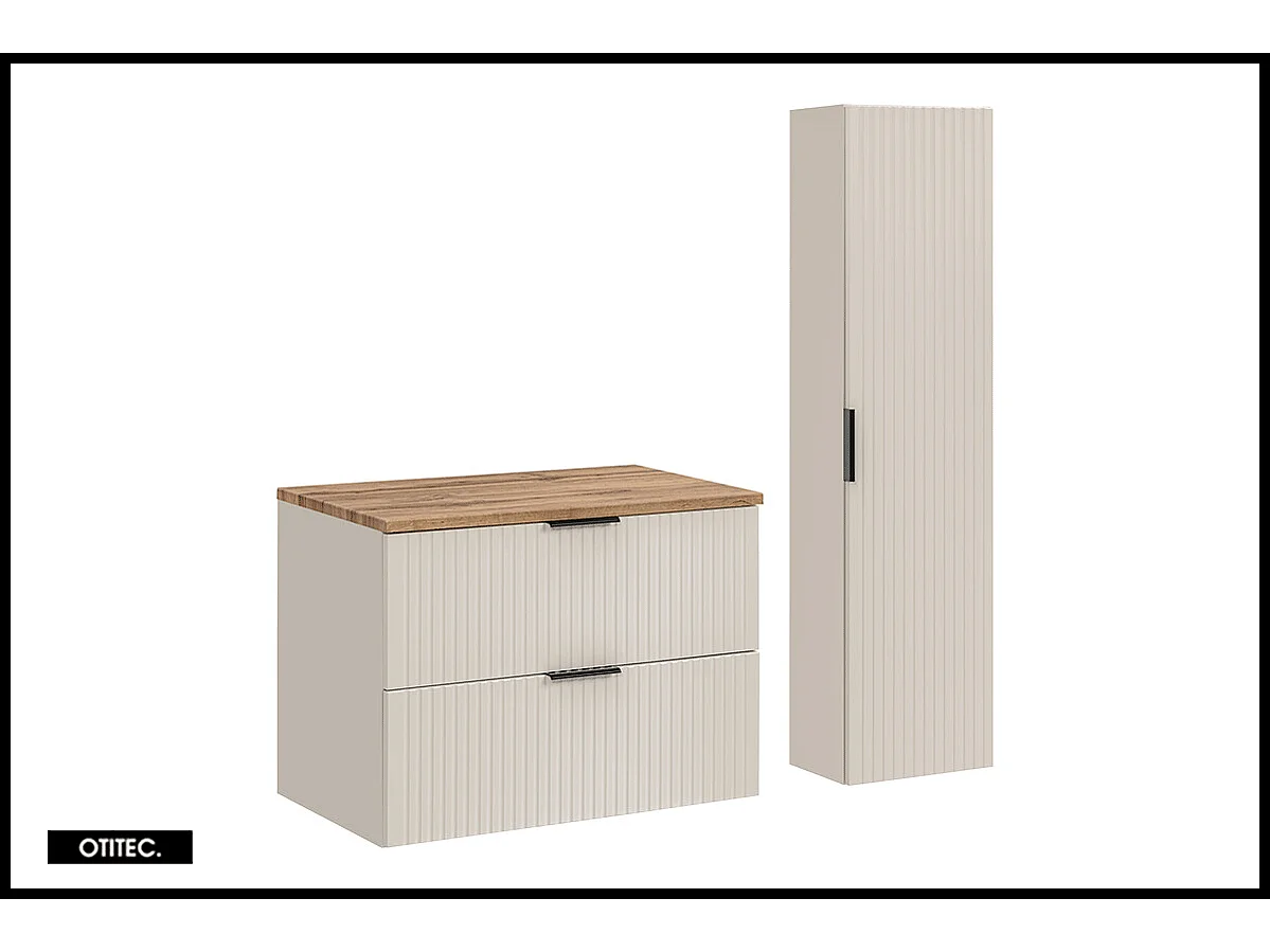 Ensemble meuble de salle de bain de 80 cm - avec plan - avec colonne - LIVA CASHMERE