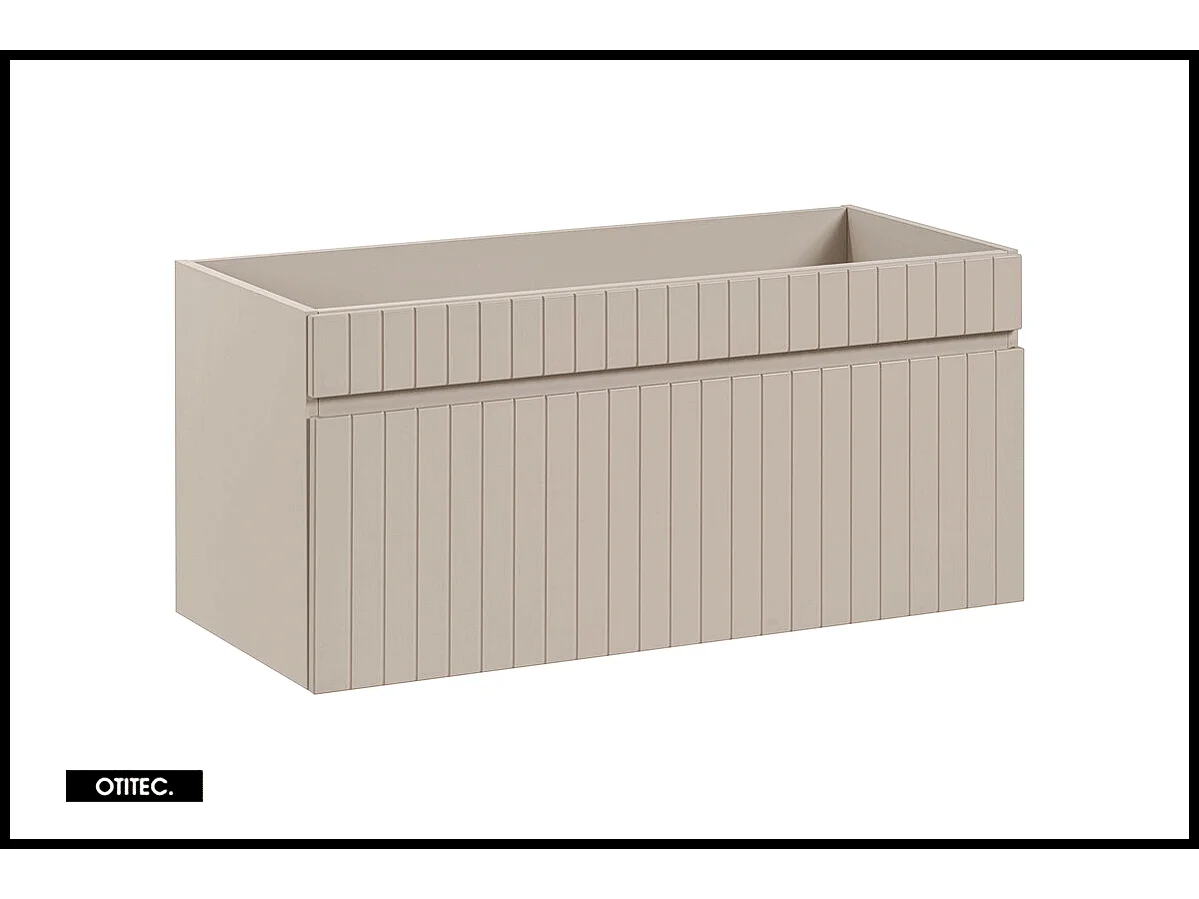 Ensemble de meuble de salle de bain - 100 cm - avec vasque à poser - avec plan - avec colonne et Miroir - 1 tiroir - MINO