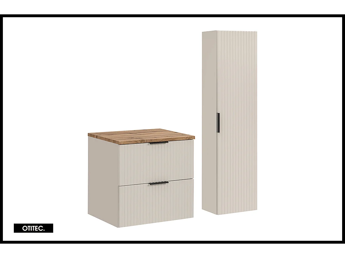 Ensemble meuble de salle de bain de 60 cm - avec plan - avec colonne - LIVA CASHMERE