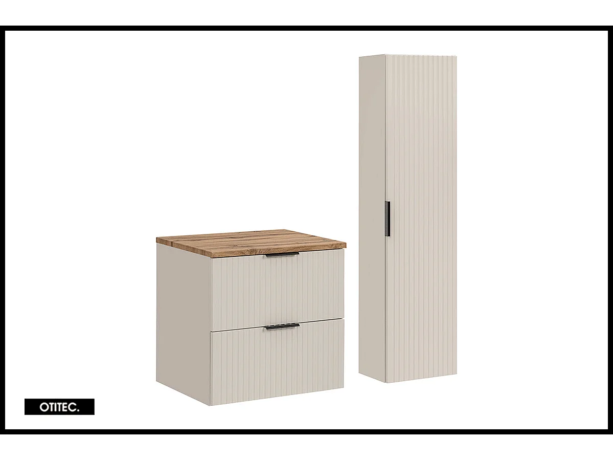 Ensemble meuble de salle de bain de 60 cm - avec plan - avec colonne - LIVA CASHMERE