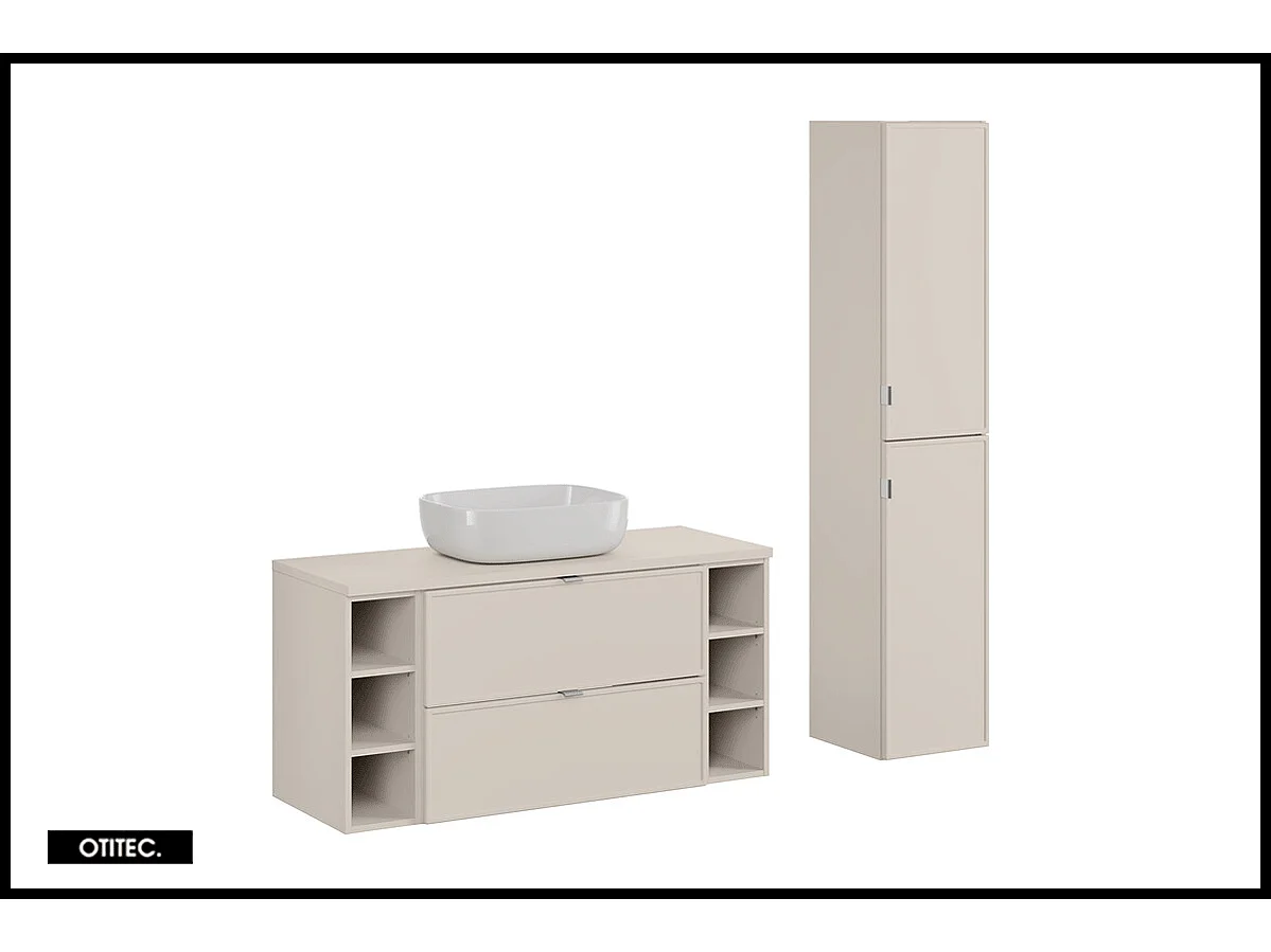 Ensemble meuble de salle de bain - 120 cm - avec plan - avec vasque à poser - haut meuble - ASTRA