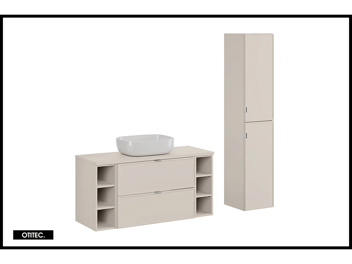 Ensemble meuble de salle de bain - 120 cm - avec plan - avec vasque à poser - haut meuble - ASTRA