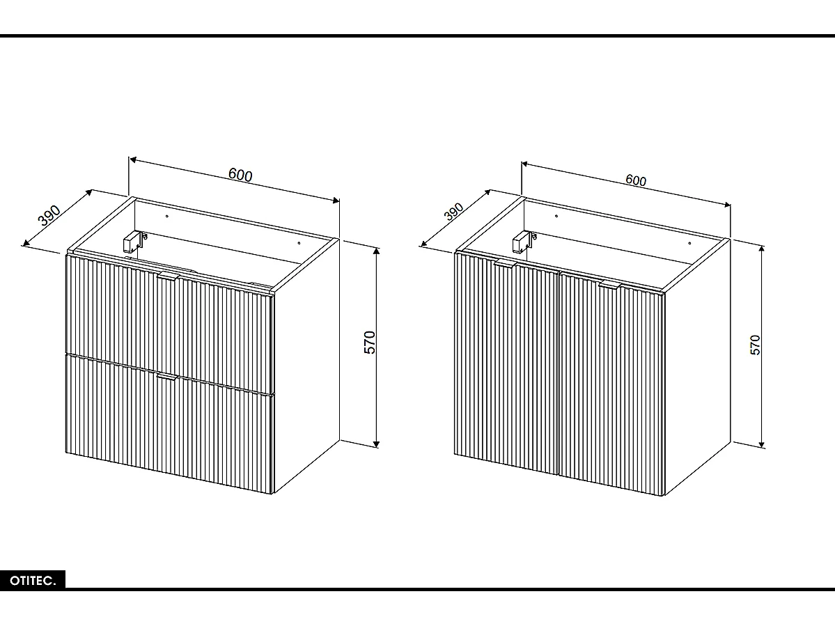 Ensemble de meubles sous vasque - 140 cm - avec Plan - 2 Vasques - Colonne - Cube - ROSEAU