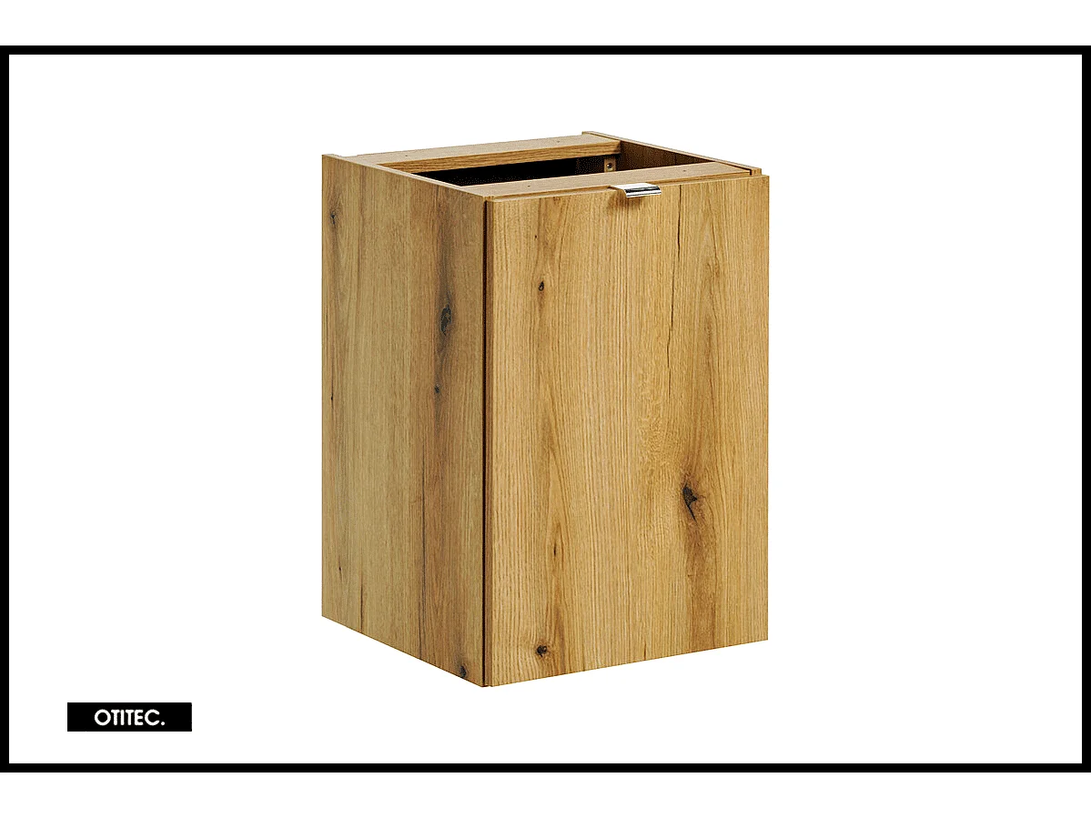 Ensemble de meuble de salle de bain - 140 cm - Noir/Oak - avec plan - avec colonne - 4 tiroirs - VOLTA Oak