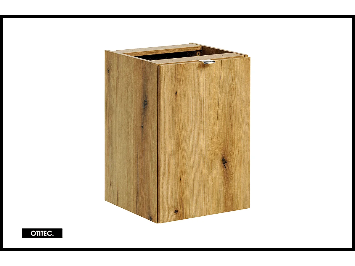 Ensemble de meuble de salle de bain - 140 cm - Noir/Oak - avec plan - avec colonne - 4 tiroirs - VOLTA Oak