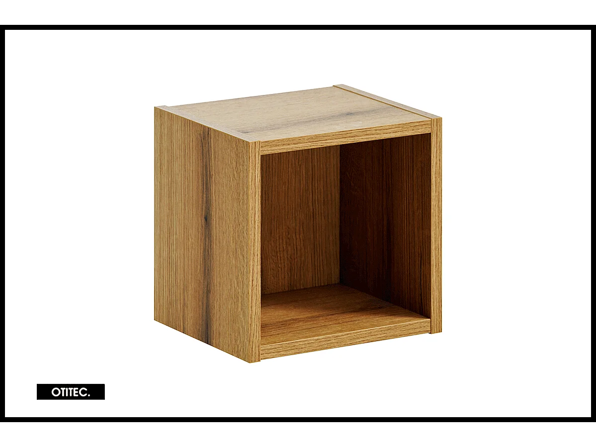 Ensemble de meuble de salle de bain - 60 cm - Oak - avec vasque à poser - avec plan - avec colonne - 2 tiroirs - VOLTA Oak