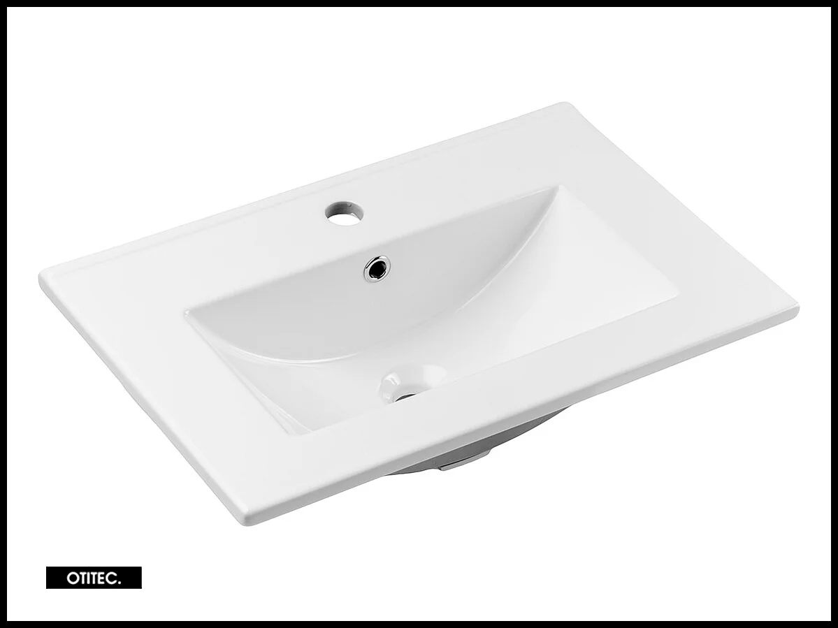 Ensemble de meuble de salle de bain - 60 cm - avec vasque encastré - avec colonne - 2 tiroirs - DANO