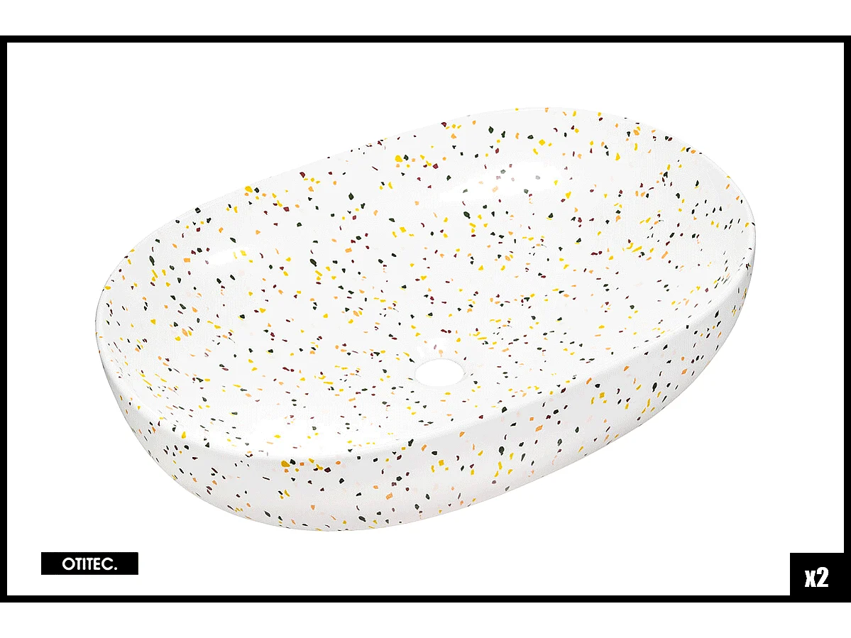 Ensemble de meuble de salle de bain - 160 cm - avec 2 vasques à poser - avec plan - avec colonne et Miroir - 2 tiroirs - MINO