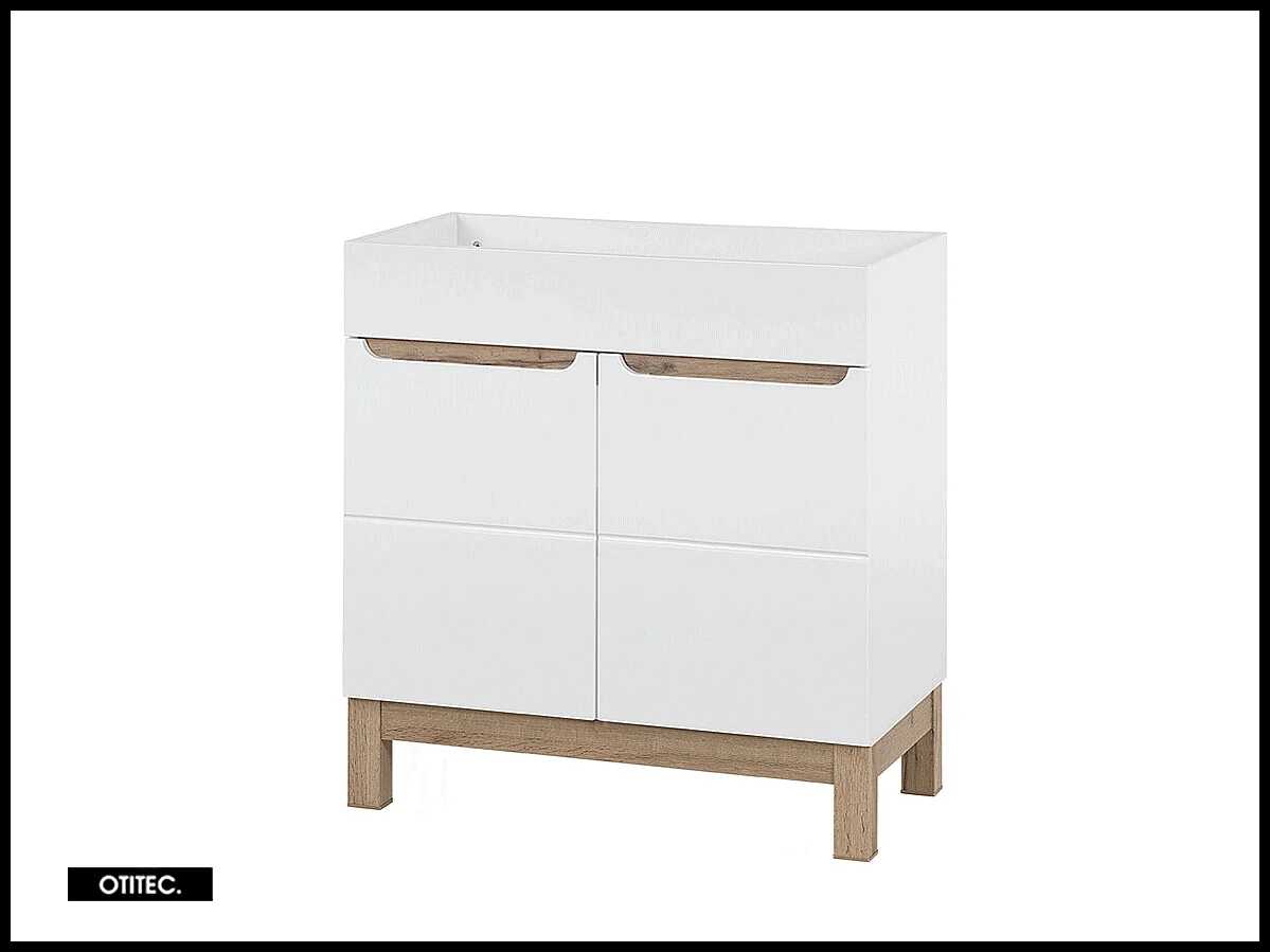 Ensemble meuble de salle de bain - 80 cm - avec vasque à encastrer - avec colonne - BALI WHITE