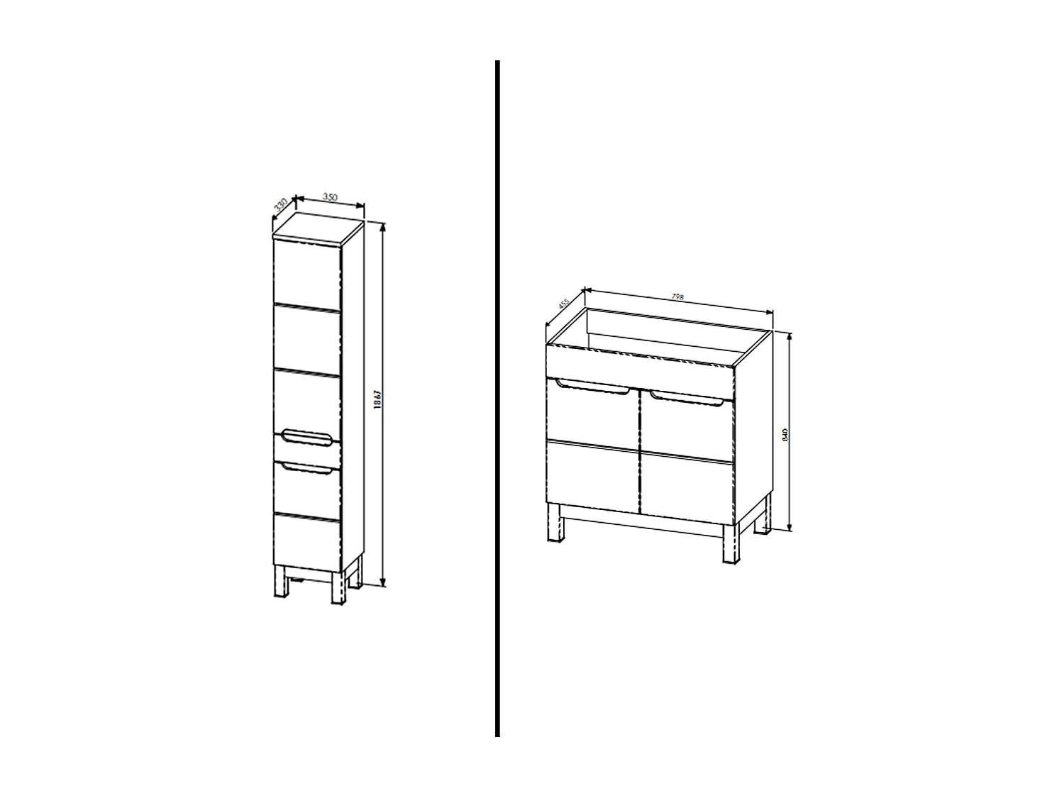 Ensemble meuble de salle de bain - 80 cm - avec vasque à encastrer - avec colonne - BALI WHITE