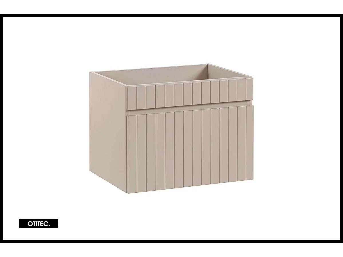 Ensemble de meuble de salle de bain - 60 cm - avec vasque à poser - avec plan - avec colonne et Miroir - 1 tiroir - MINO