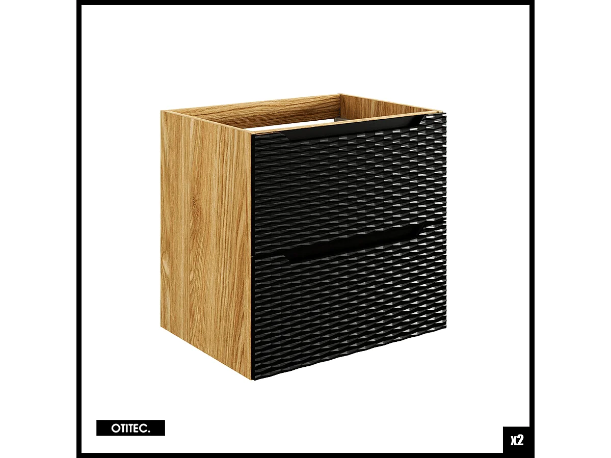 Ensemble de meubles de salle de bain - 120 cm - avec plan - avec vasque à poser - avec colonne et Meubles - 4 tiroirs - SEA BLACK