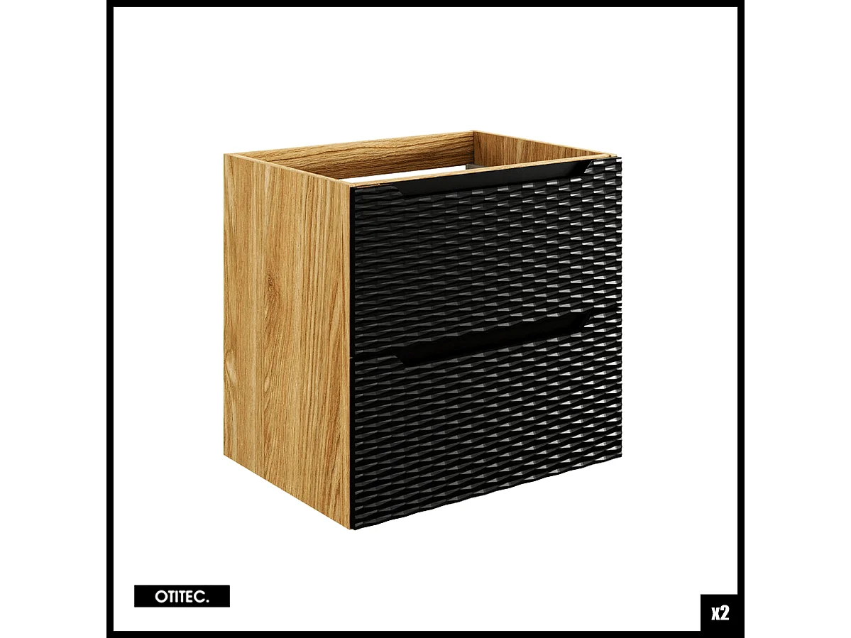 Ensemble de meubles de salle de bain - 120 cm - avec plan - avec vasque à poser - avec colonne et Meubles - 4 tiroirs - SEA BLACK