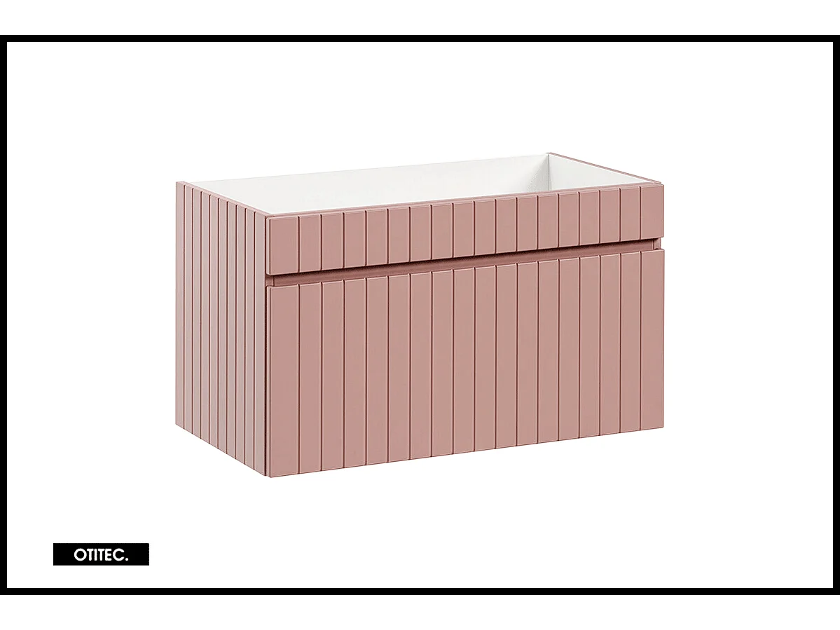 Ensemble de meuble de salle de bain - 80 cm - avec vasque à poser - avec plan - avec colonne et Miroir - 1 tiroir - MINO