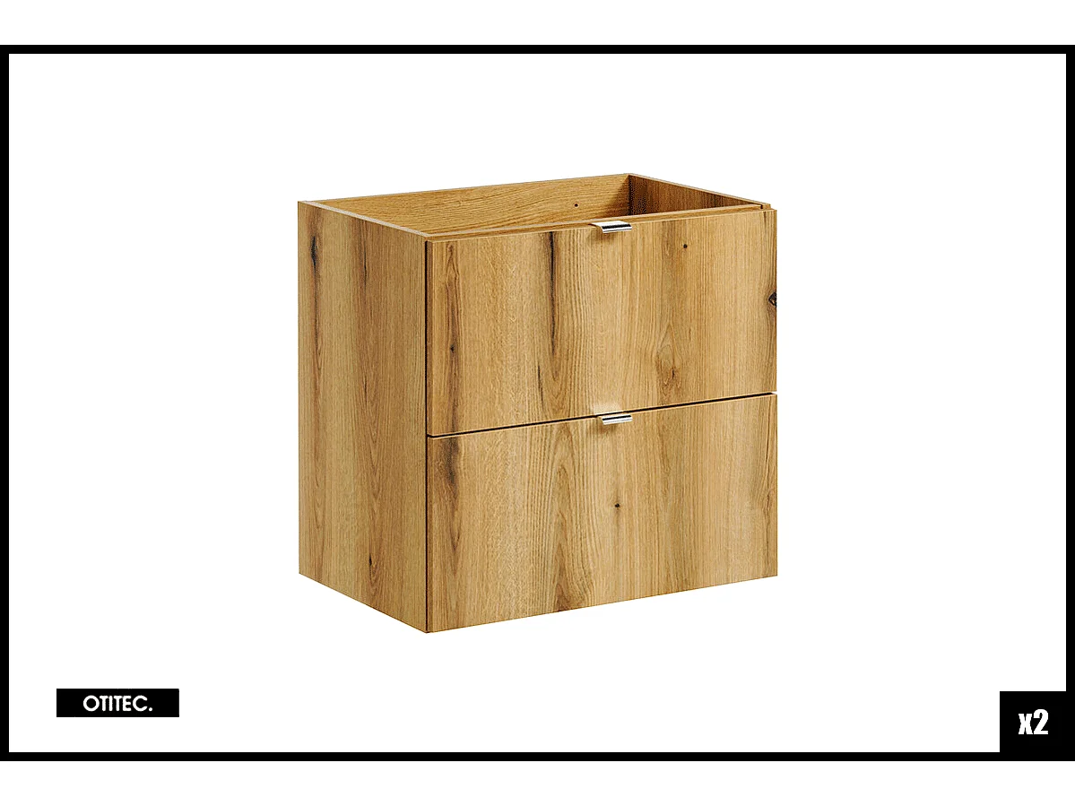 Ensemble de meuble de salle de bain - 140 cm - Oak - avec plan - avec colonne - 4 tiroirs - VOLTA Oak