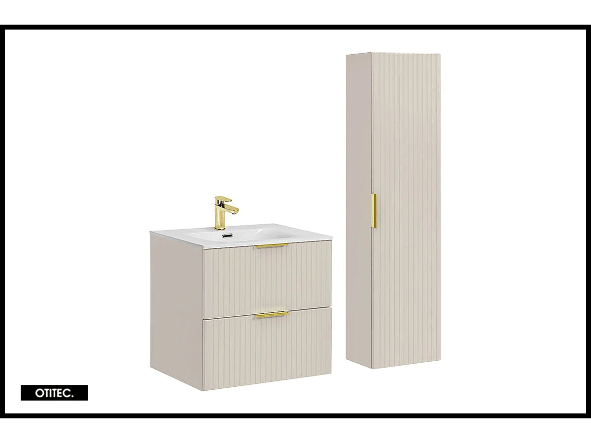 Ensemble meuble de salle de bain de 60 cm - avec vasque - avec colonne - LIVA CASHMERE