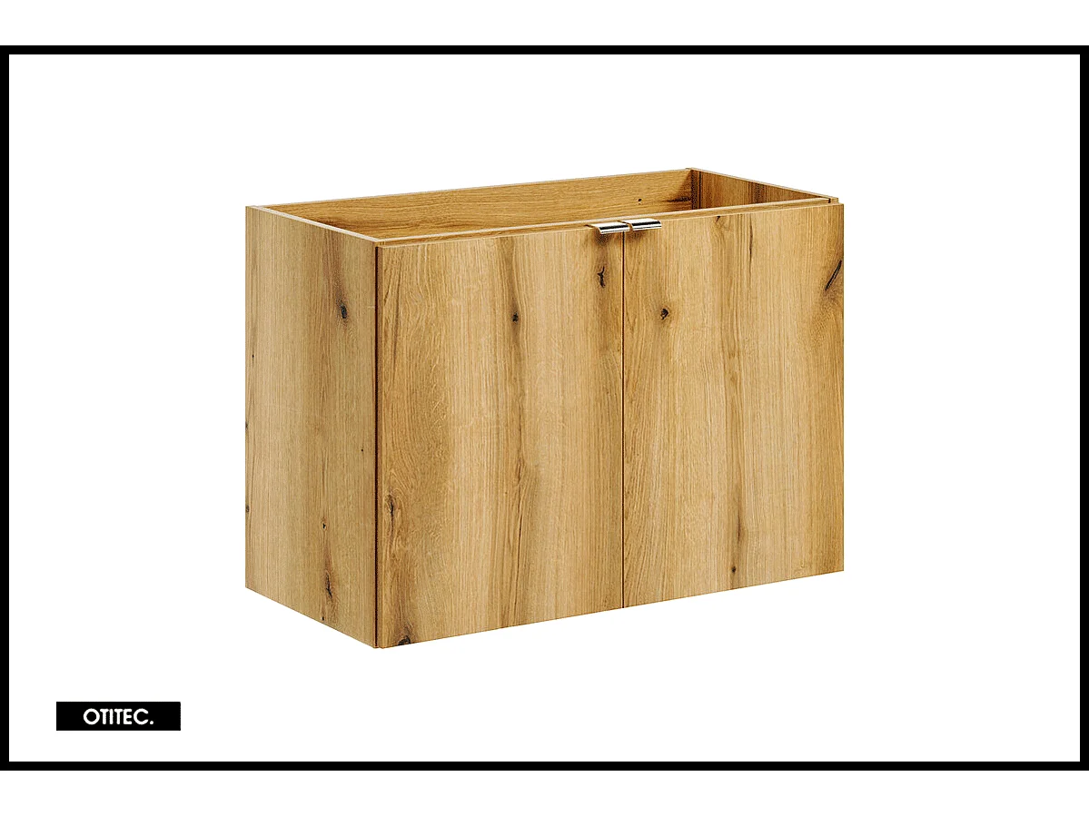 Ensemble de meuble de salle de bain - 80 cm - Noir/Oak - avec plan - avec colonne - 2 portes - VOLTA Oak