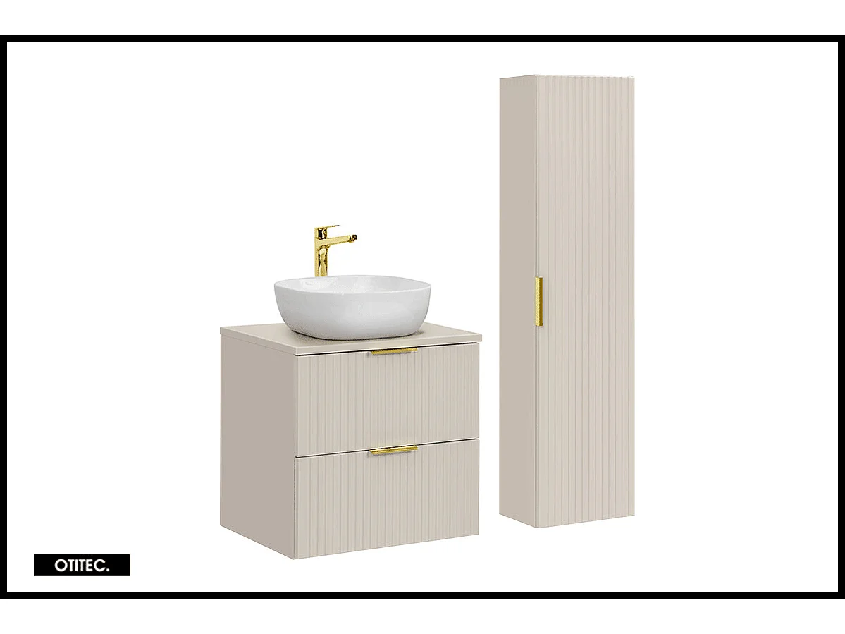 Ensemble meuble de salle de bain de 60 cm - avec plan - avec vasque - LIVA CASHMERE