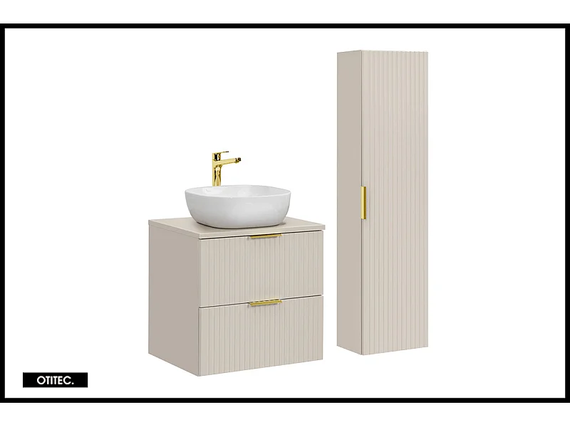 Ensemble meuble de salle de bain de 60 cm - avec plan - avec vasque - LIVA CASHMERE