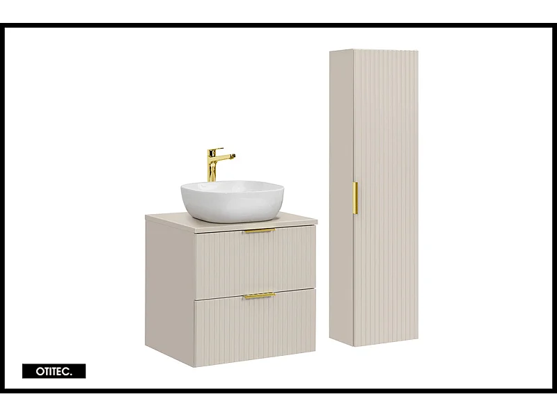 Ensemble meuble de salle de bain de 60 cm - avec plan - avec vasque - LIVA CASHMERE