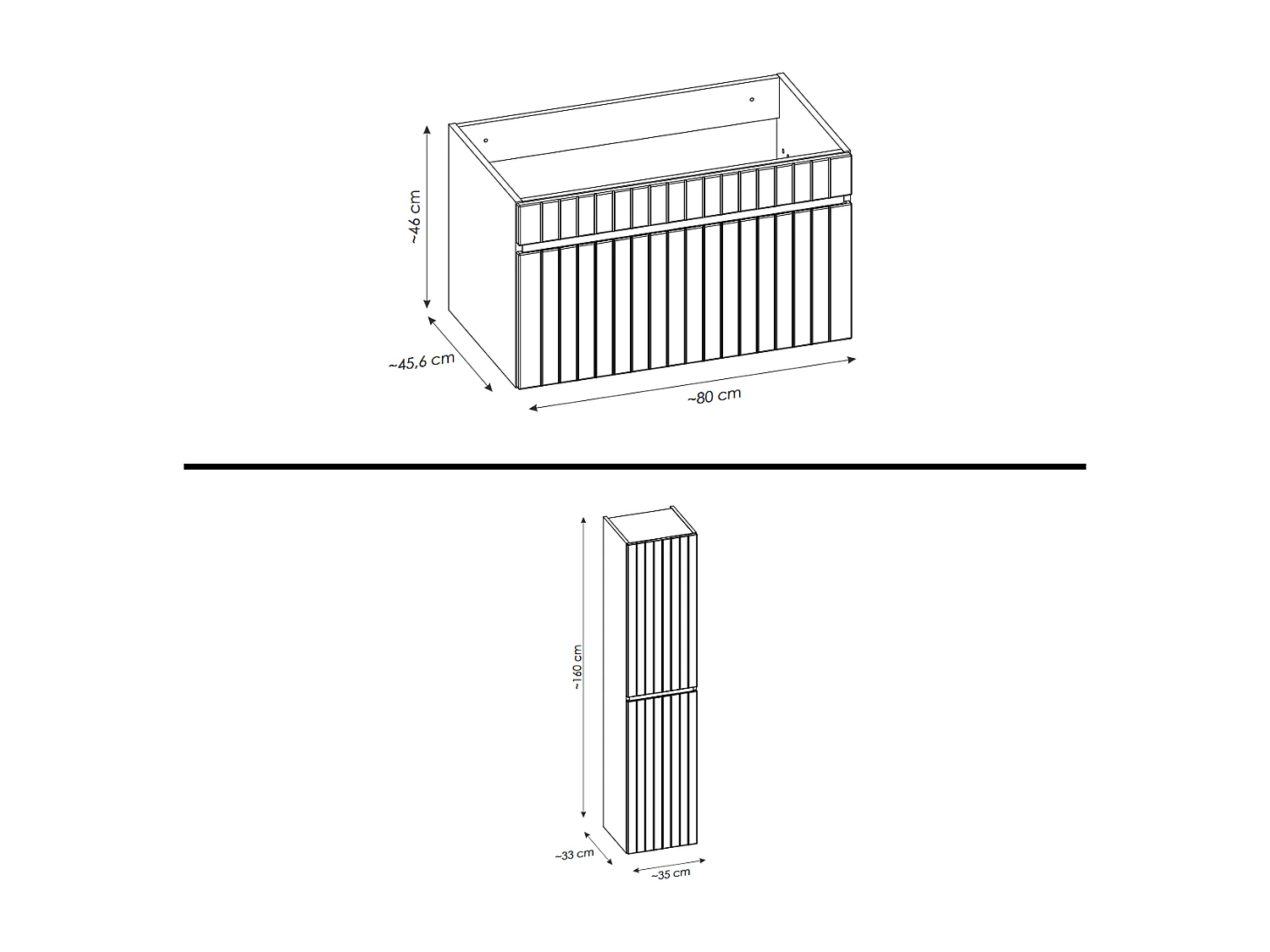 Ensemble de meuble de salle de bain - 80 cm - avec vasque à encastrer - avec colonne et Miroir - 1 tiroir - MINO