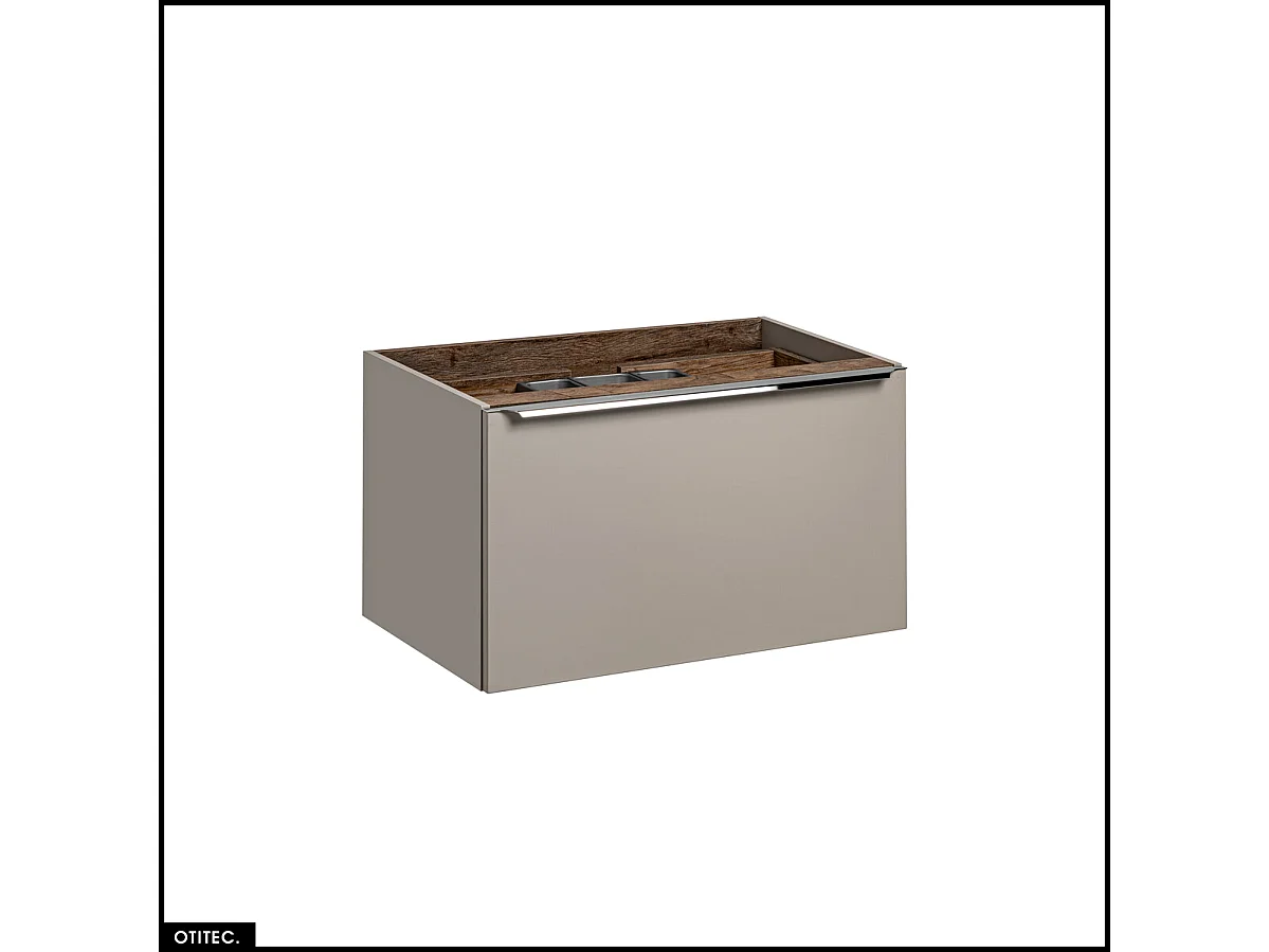 Set de meubles de salle de bain - 80 cm - avec Vasque à poser et Plan - Colonne - Meuble Miroir LED - BOLD TAUPE