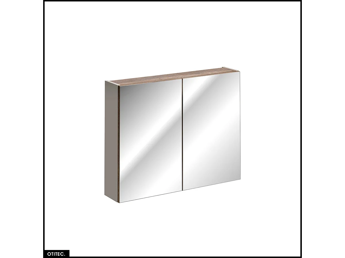 Set de meubles de salle de bain - 80 cm - avec Vasque à poser et Plan - Colonne - Meuble Miroir LED - BOLD TAUPE