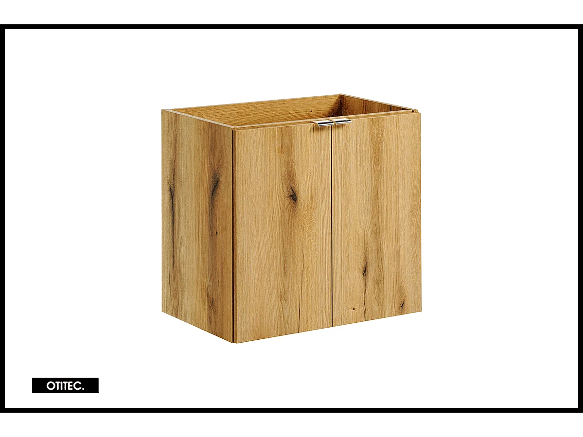 Ensemble de meuble de salle de bain - 60 cm - Oak - avec vasque à poser - avec plan - avec colonne - 2 portes - VOLTA Oak