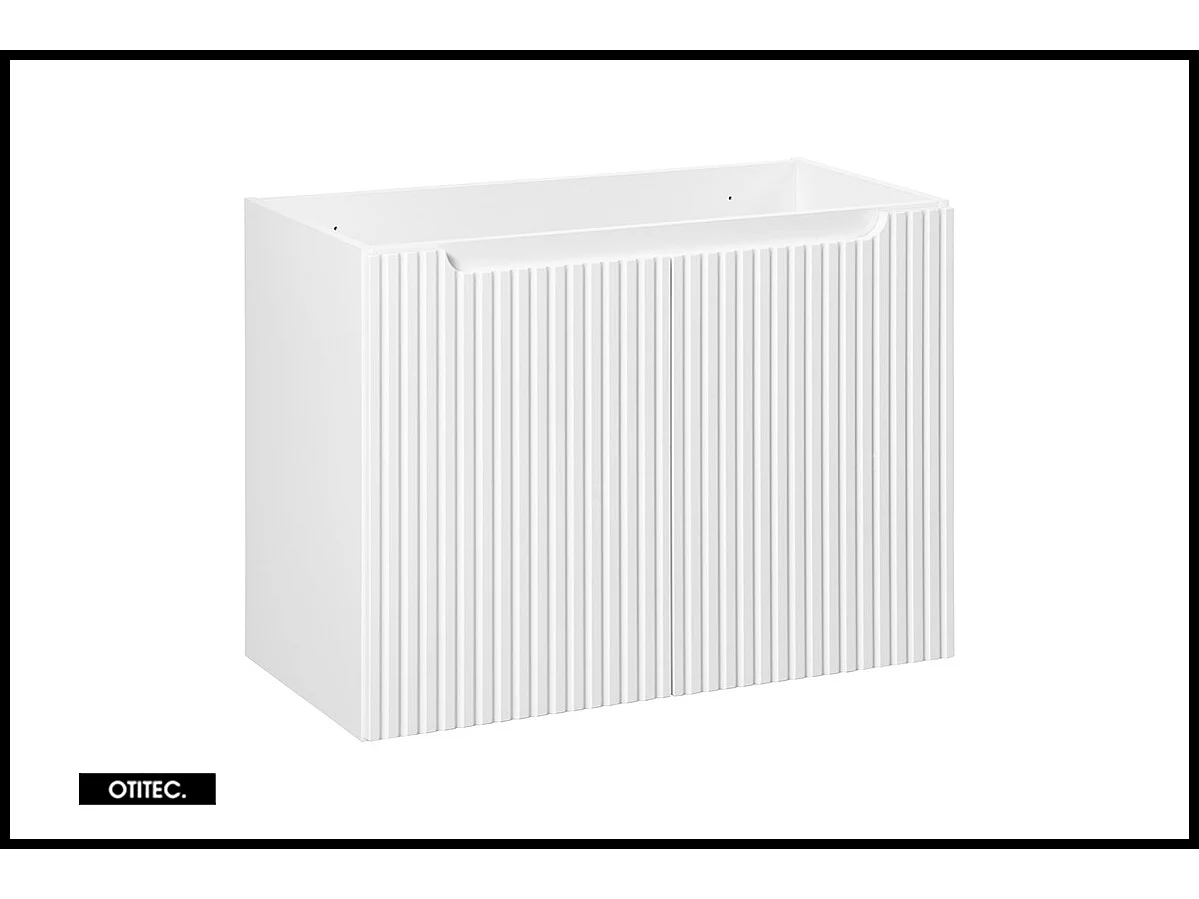 Ensemble de meuble de salle de bain - 80 cm - Oak/Blanc - avec vasque à poser - avec plan - avec colonne - 2 portes - VOLTA WHITE