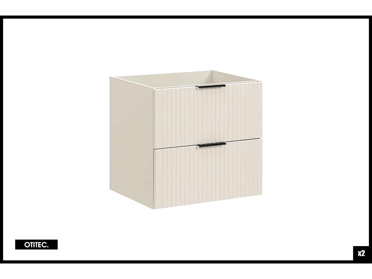 Ensemble meuble de salle de bain de 120 cm - avec plan - avec 2 vasques -  avec colonne - LIVA CASHMERE