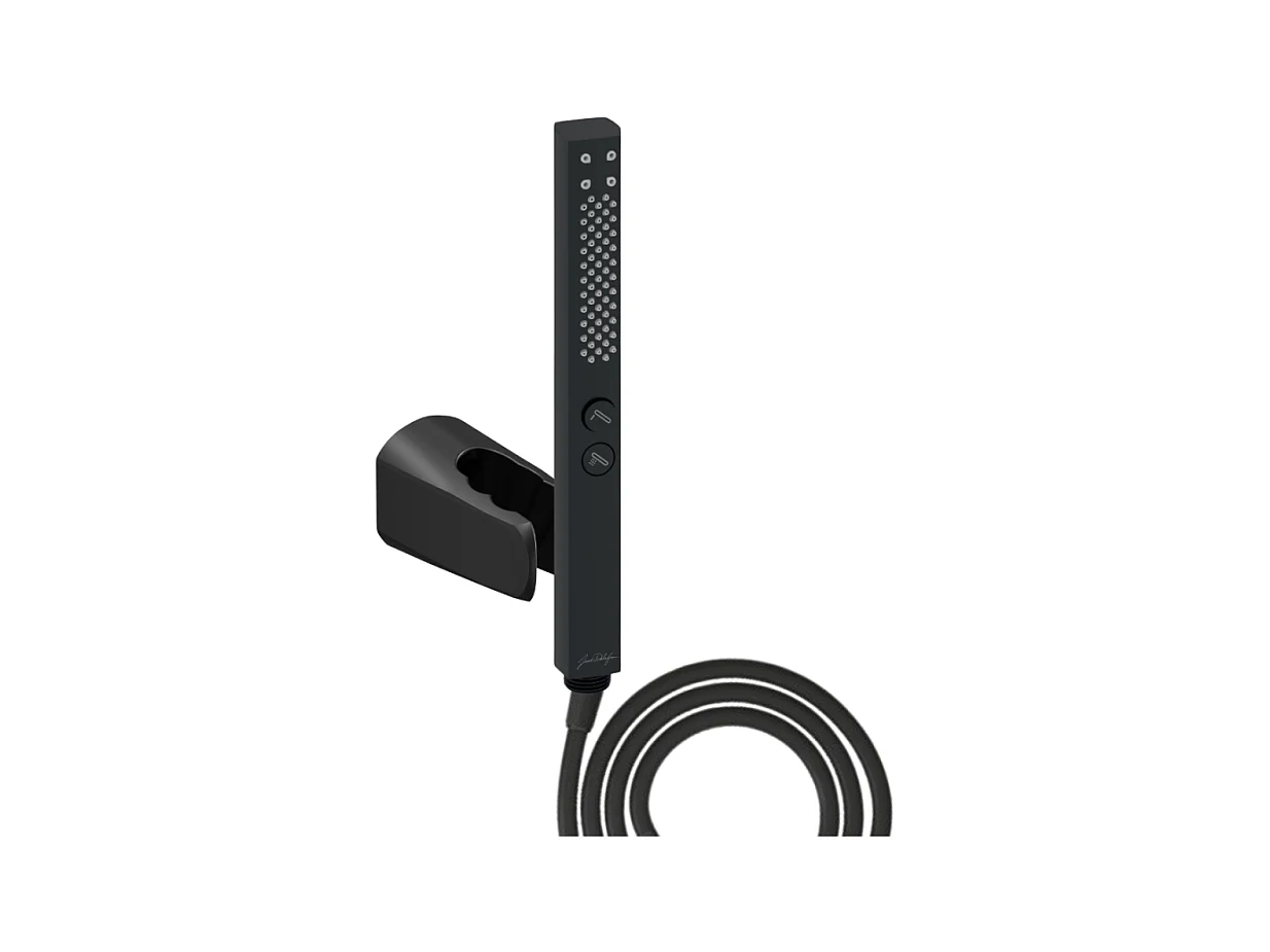 Pommeau de douche JACOB DELAFON Shift+ carré 2 jets noir mat + flexible + support