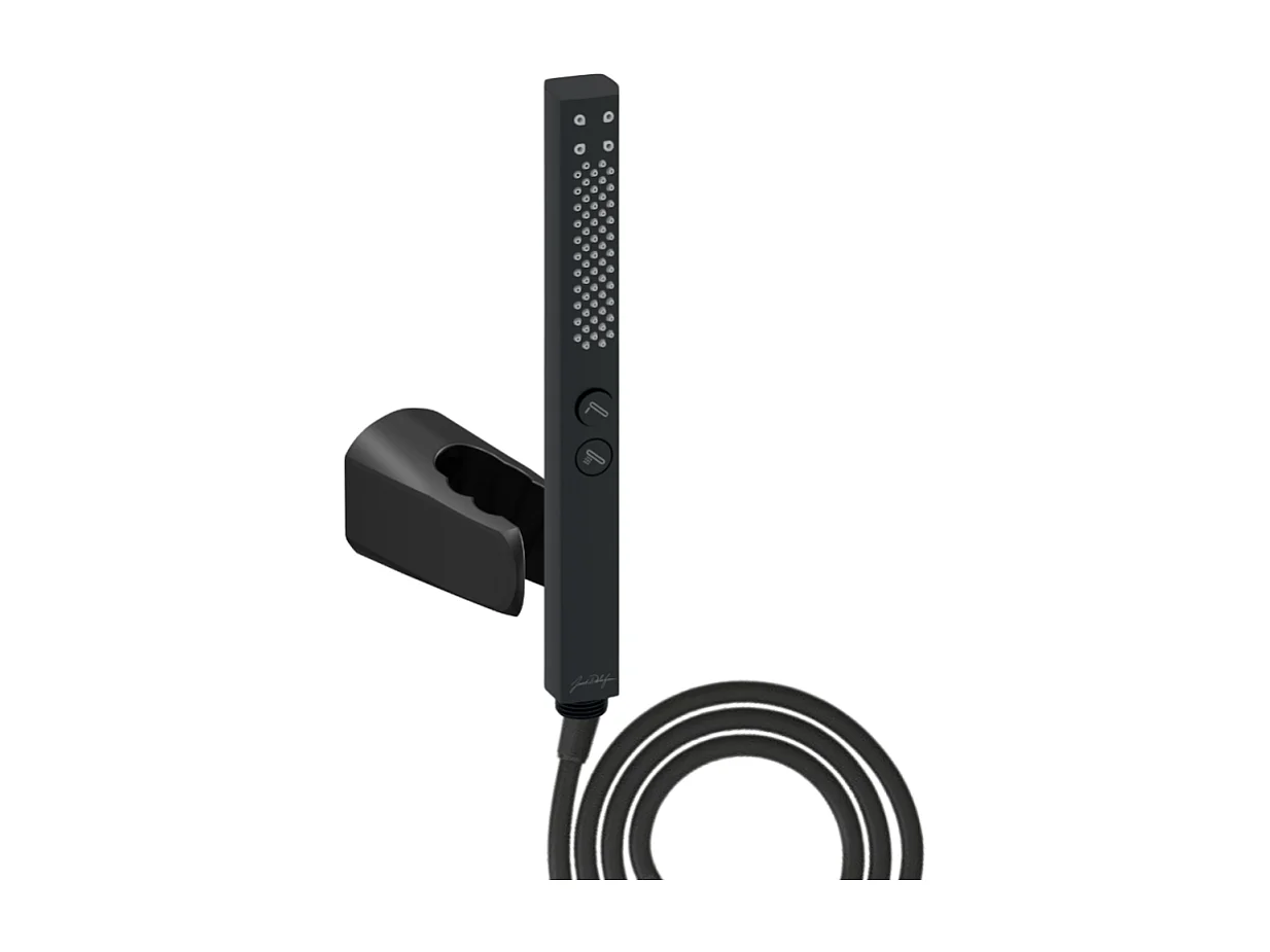 Pommeau de douche JACOB DELAFON Shift+ carré 2 jets noir mat + flexible + support