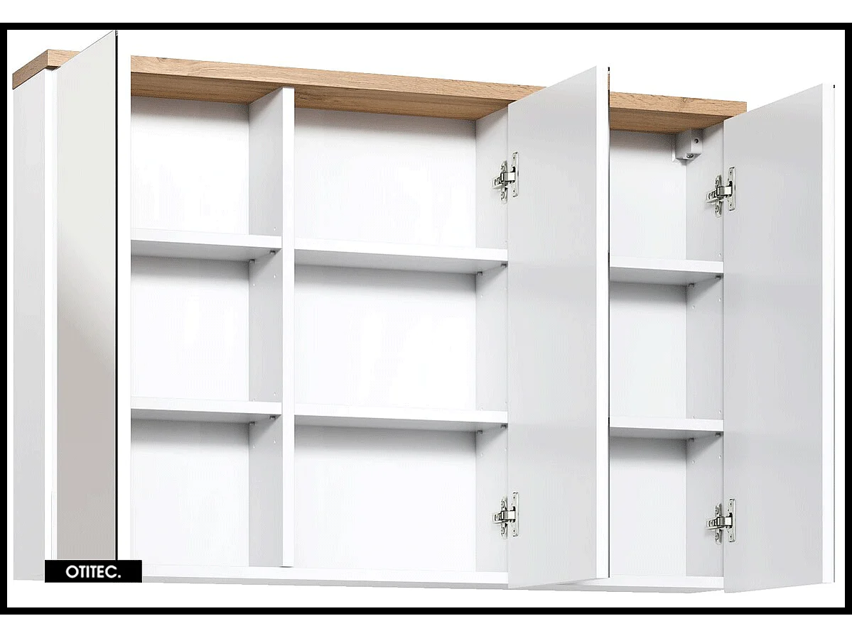 Armoire miroir de salle de bain - 100 cm - 3 portes - BALI WHITE