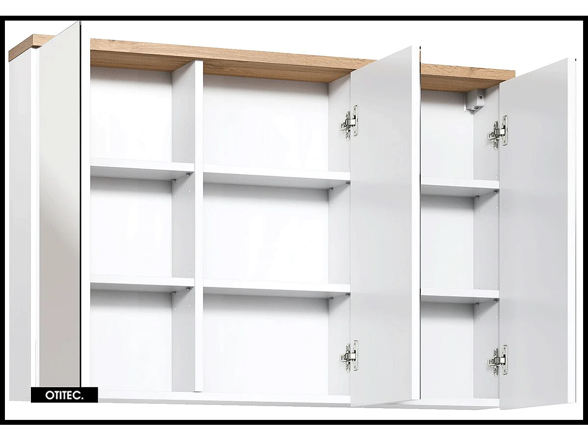 Armoire miroir de salle de bain - 100 cm - 3 portes - BALI WHITE