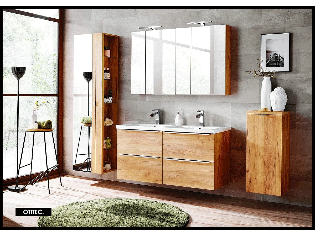 Meuble bas de salle de bain - 80 cm - Oak - 1 porte - LISOA