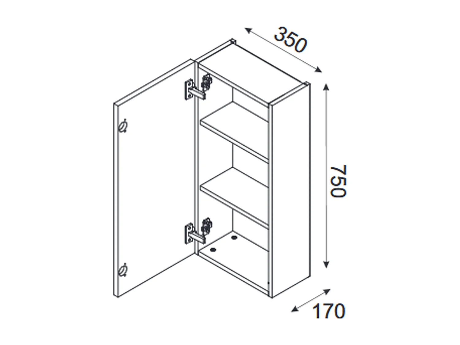 Armoire de salle de bain - 75 cm - Noir Mat -  SETTA