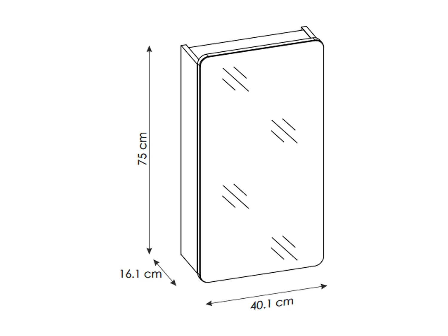 Armoire miroir de salle de bain - 40 cm - 1 porte - PASTI