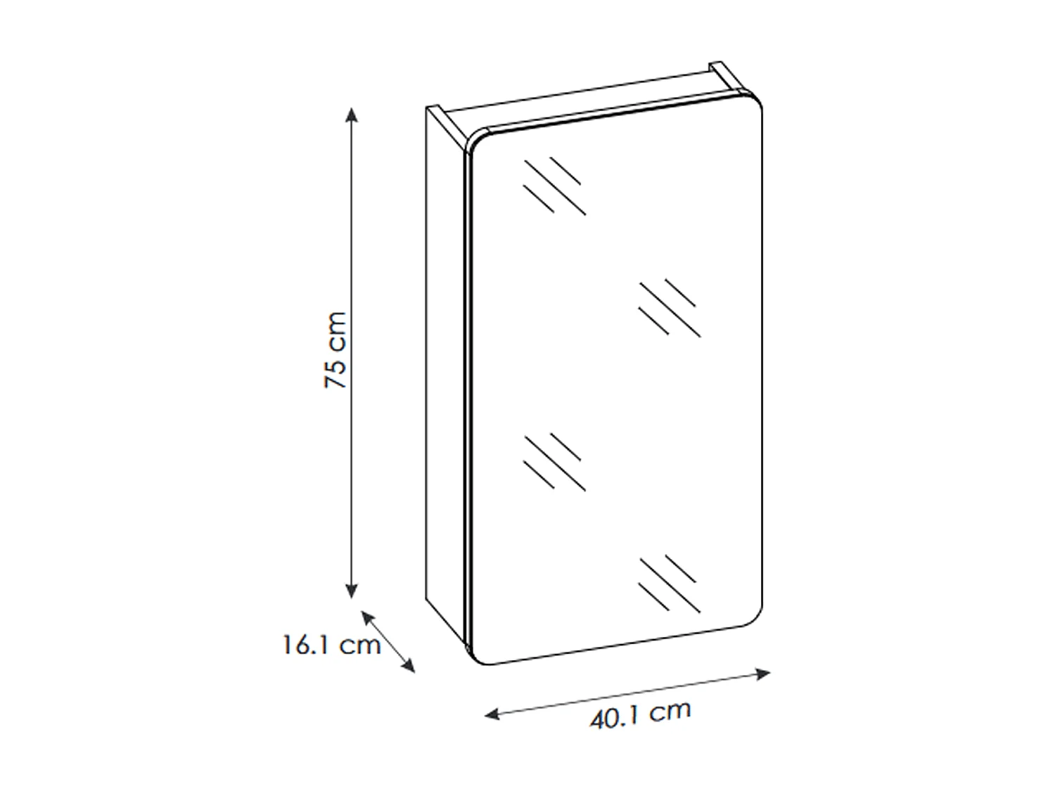 Armoire miroir de salle de bain - 40 cm - 1 porte - PASTI