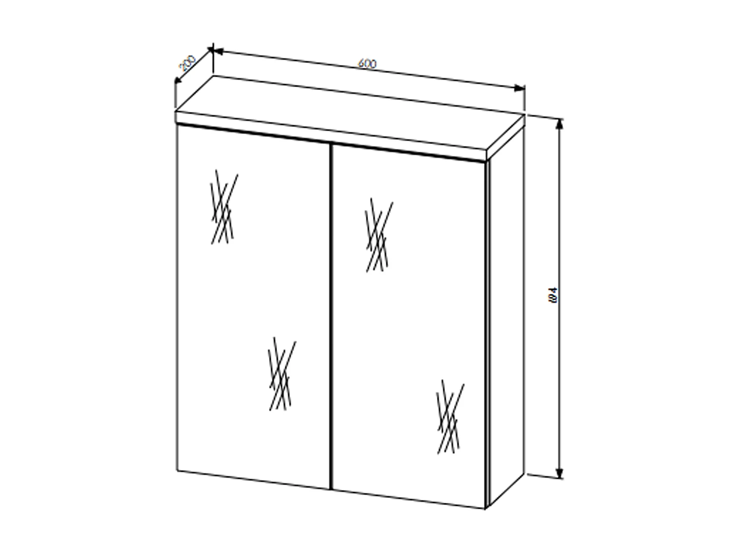 Armoire miroir de salle de bain - 60 cm - 2 portes - BALI WHITE