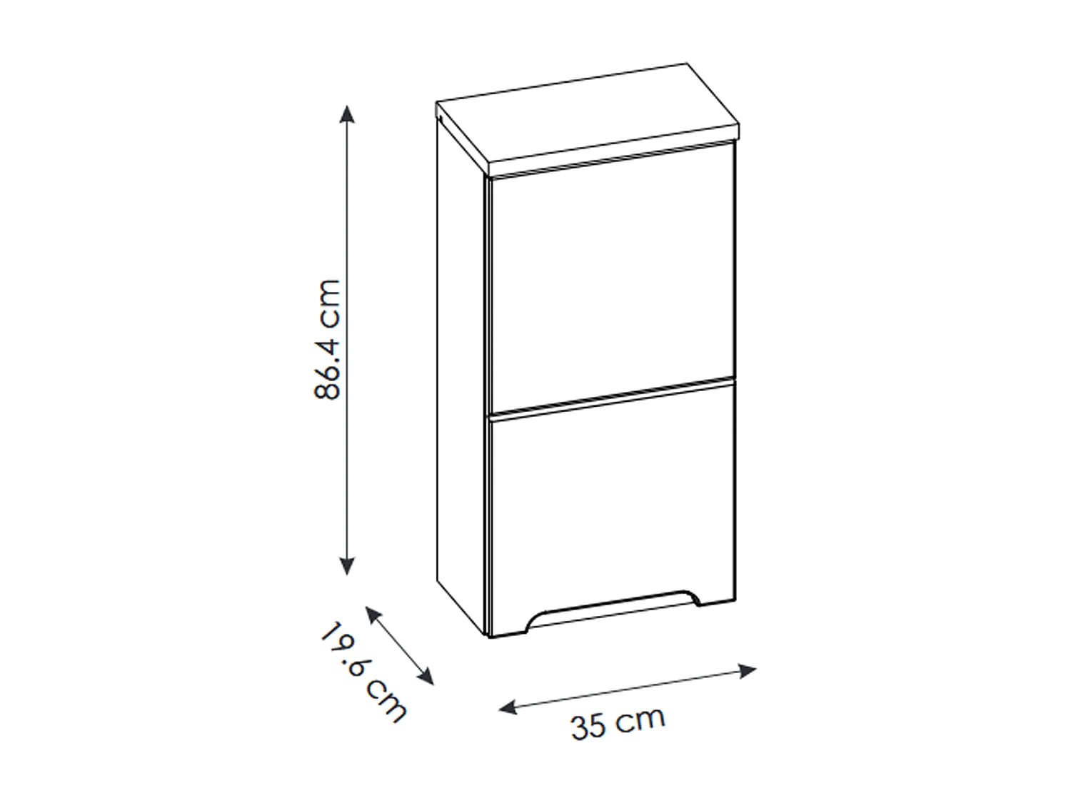 Meuble haut de salle de bain de 35 cm - Blanc - 1 porte - BALI