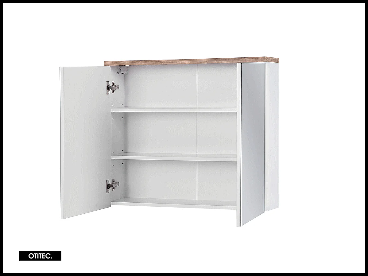 Armoire miroir de salle de bain - 80 cm - 2 portes - BALI WHITE