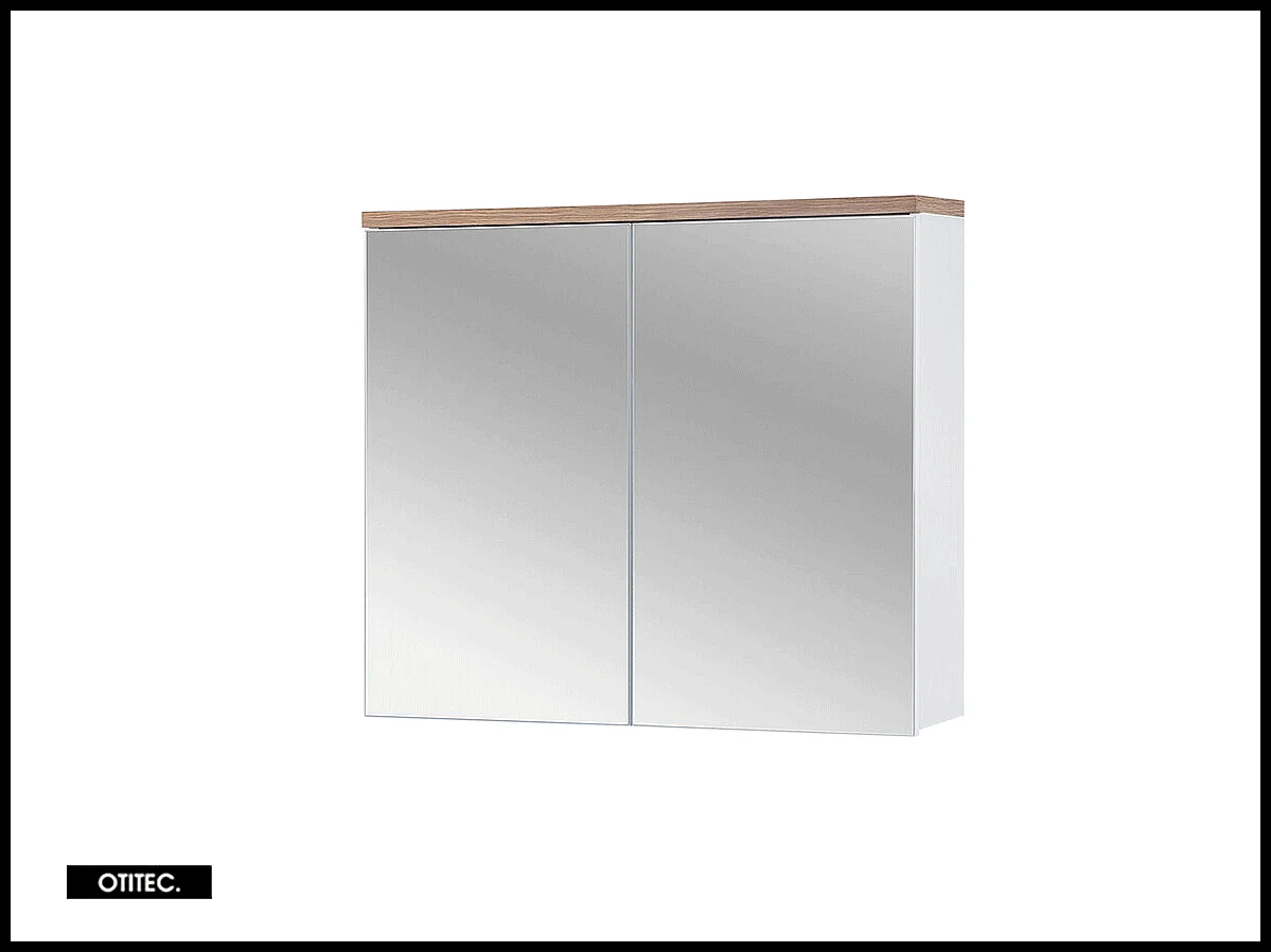 Armoire miroir de salle de bain - 80 cm - 2 portes - BALI WHITE