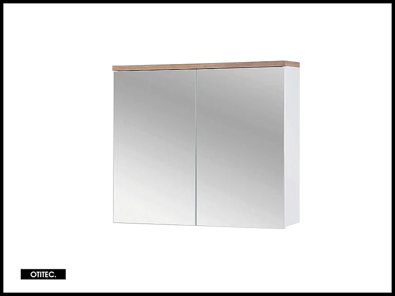 Armoire miroir de salle de bain - 80 cm - 2 portes - BALI WHITE