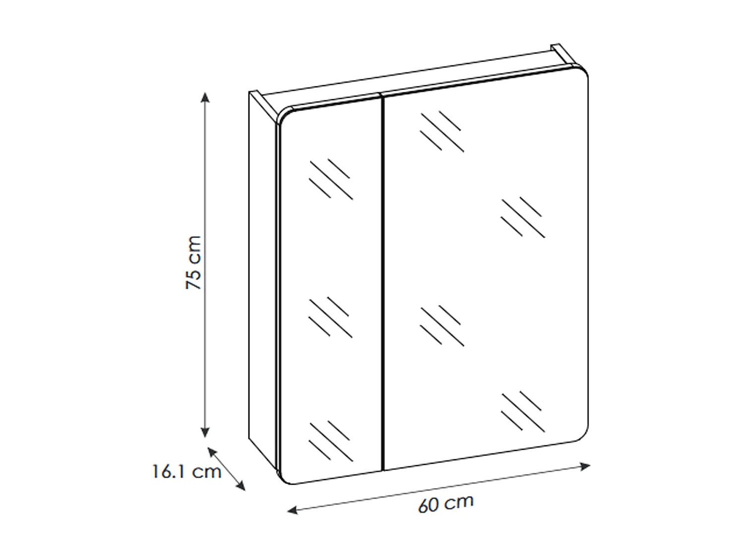 Armoire miroir de salle de bain - 60 cm - 2 portes - PASTI