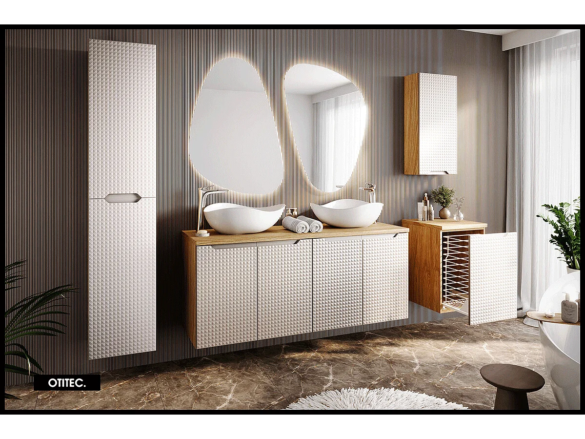 Armoire de salle de bain - 75 cm - Beige -  SETTA