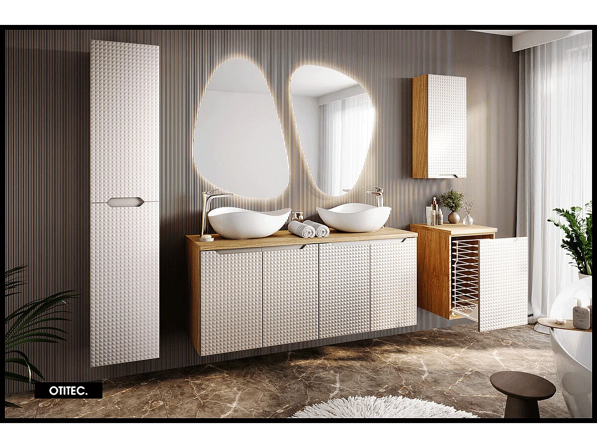 Armoire de salle de bain - 75 cm - Beige -  SETTA